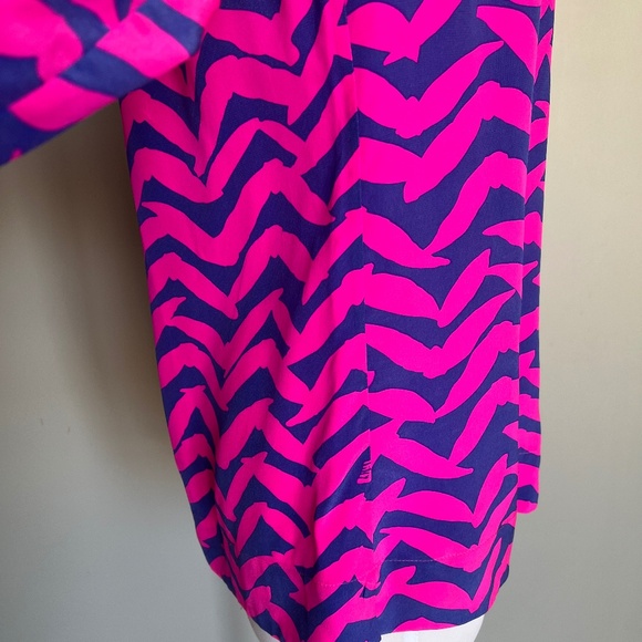 Lilly Pulitzer Silk Moxy Seagull Bird Chevron Blouse “Pop Pink I Got Lucky” Top - Picture 6 of 12